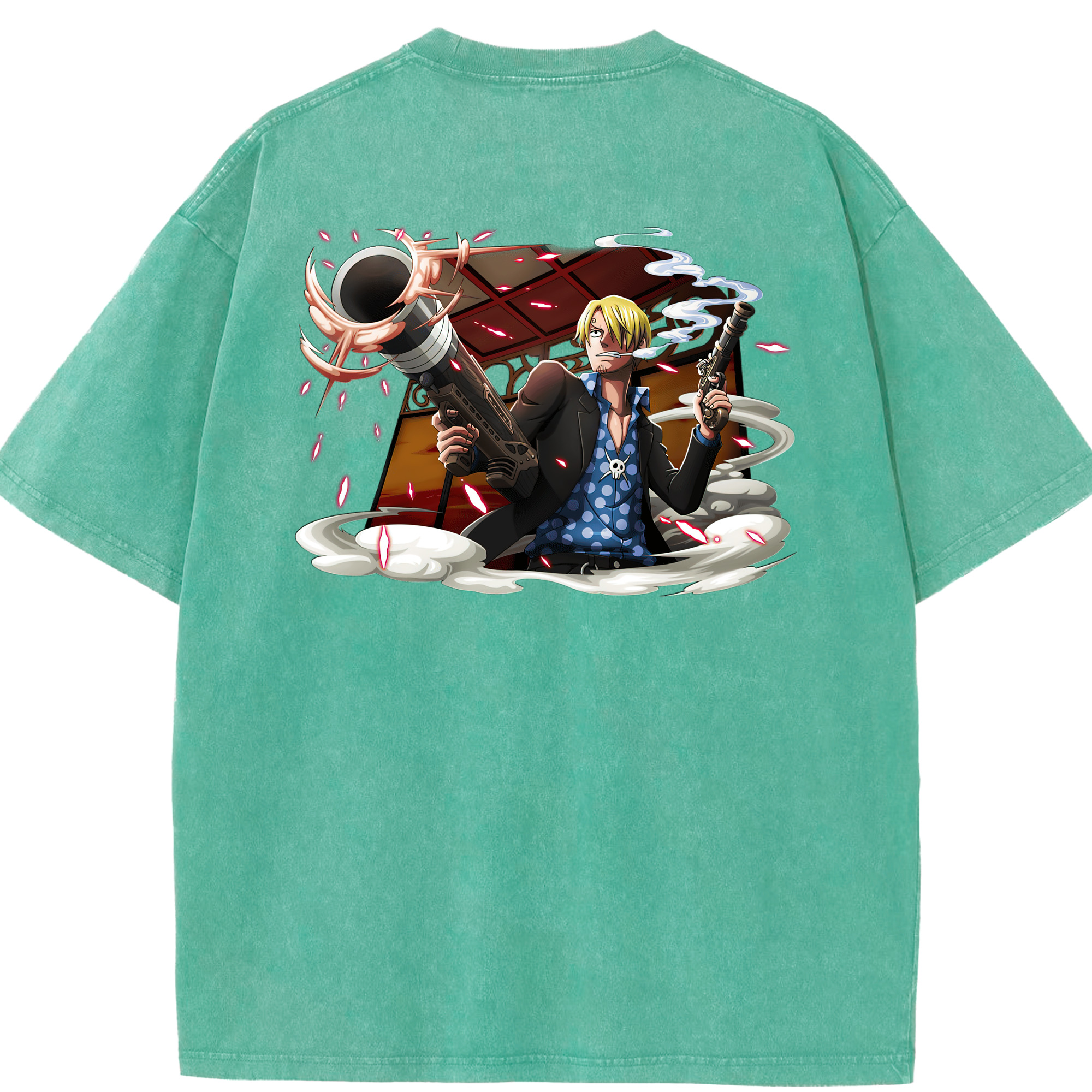 ワンピース サンジ ONE PIECE Sanji 綿100% ヴィンテージ風 半袖Tシャツ（背面プリント）